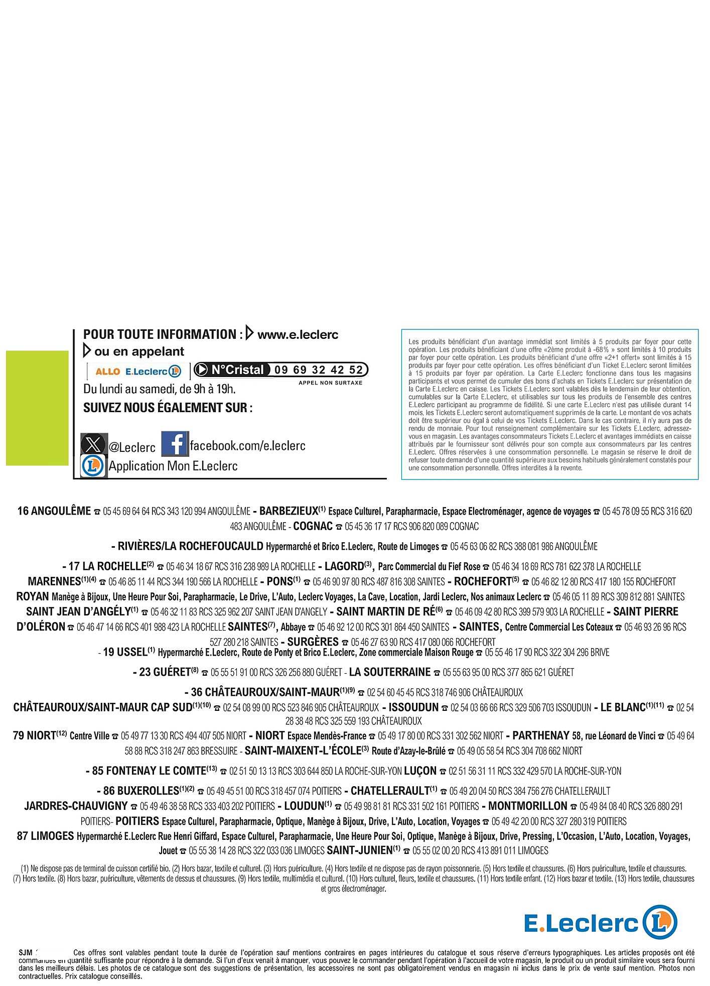 POUR TOUTE INFORMATION : www.e.leclerc