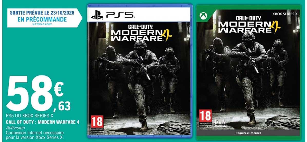 PS5 ou Xbox Series X Call of Duty : Modern Warfare 4