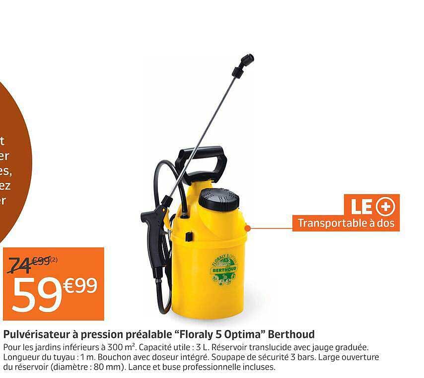 Pulvérisateur à pression préalable “Floraly 5 Optima” Berthoud