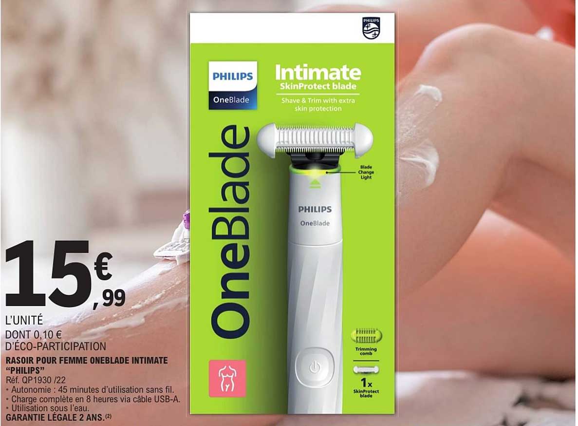 RASOIR POUR FEMME ONEBLADE INTIMATE “PHILIPS”