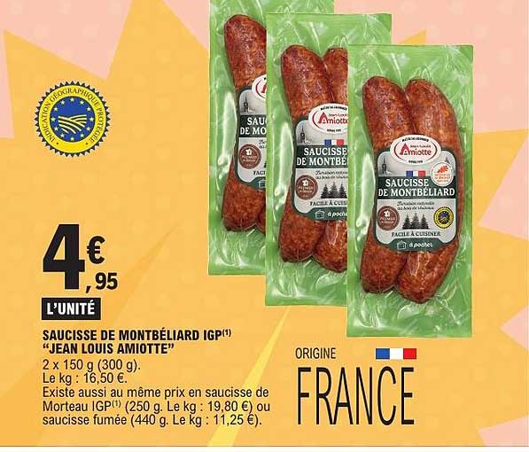 SAUCISSE DE MONTBÉLIARD IGP(1) "JEAN LOUIS AMIOTTE"