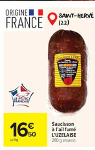 Saucisson à l'ail fumé L'UZELAISE