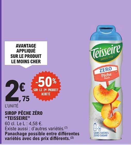 SIROP PÊCHE ZÉRO “TEISSEIRE”