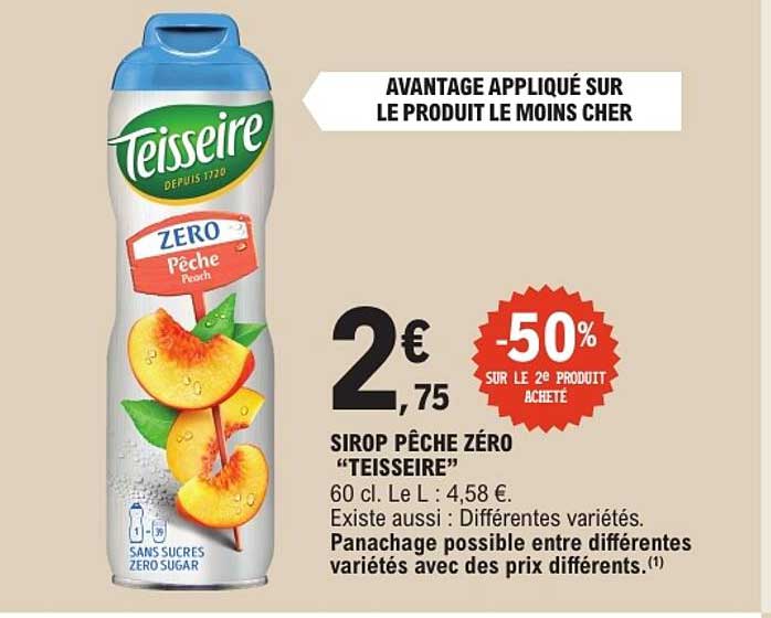 SIROP PÊCHE ZÉRO "TEISSEIRE"
