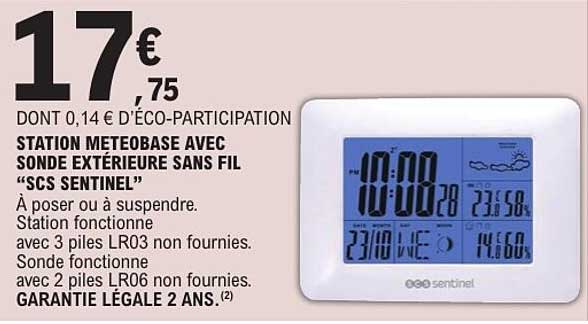 STATION METEOBASE AVEC SONDE EXTÉRIEURE SANS FIL “SCS SENTINEL”