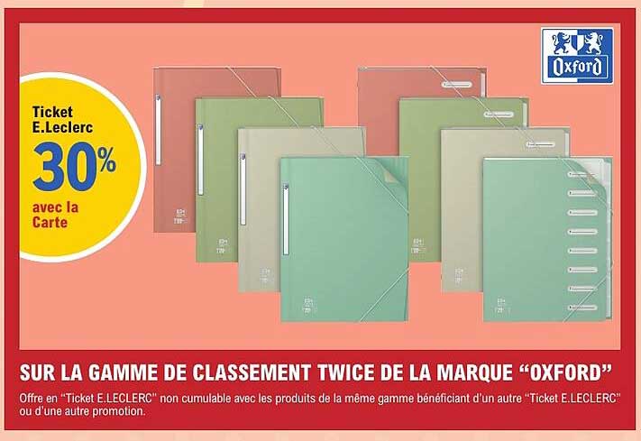 SUR LA GAMME DE CLASSEMENT TWICE DE LA MARQUE “OXFORD”