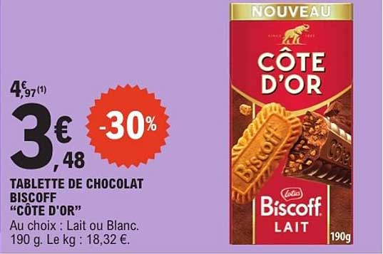TABLETTE DE CHOCOLAT BISCOFF “CÔTE D’OR”