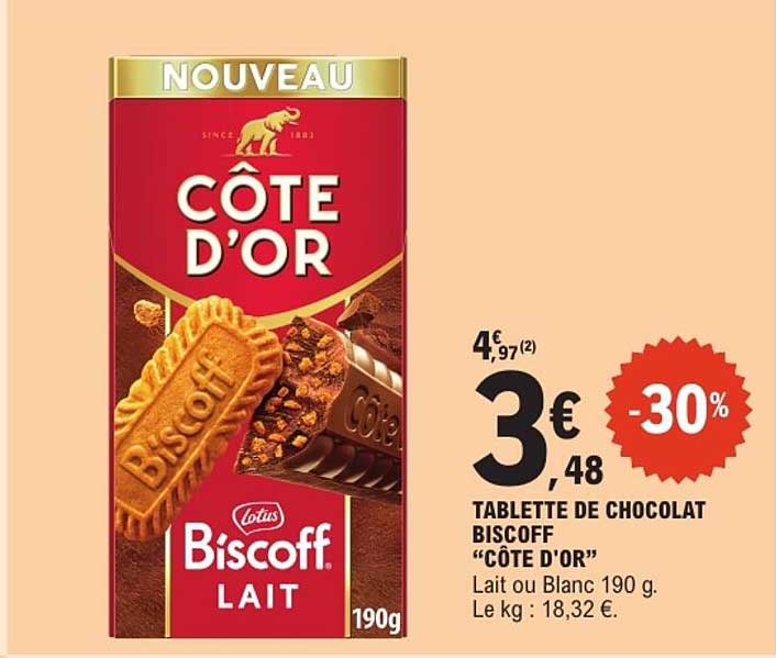 TABLETTE DE CHOCOLAT BISCOFF “CÔTE D’OR”