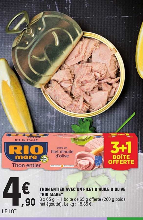 THON ENTIER AVEC UN FILET D'HUILE D'OLIVE "RIO MARE"