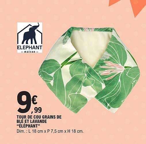TOUR DE COU GRAINS DE BLÉ ET LAVANDE "ÉLÉPHANT"
