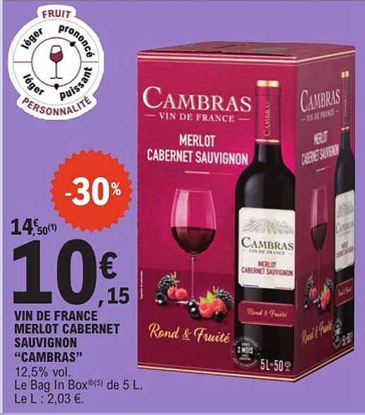 VIN DE FRANCE MERLOT CABERNET SAUVIGNON “CAMBRAS”