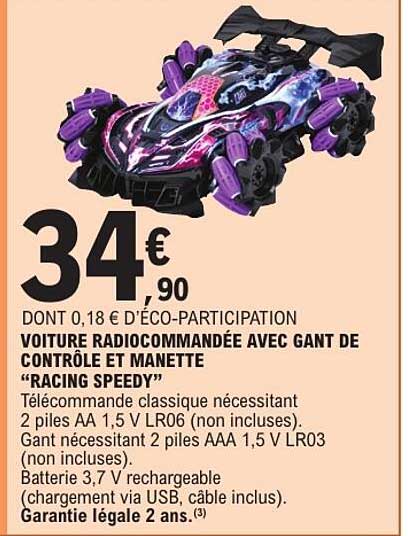 VOITURE RADIOCOMMANDÉE AVEC GANT DE CONTRÔLE ET MANETTE “RACING SPEEDY”
