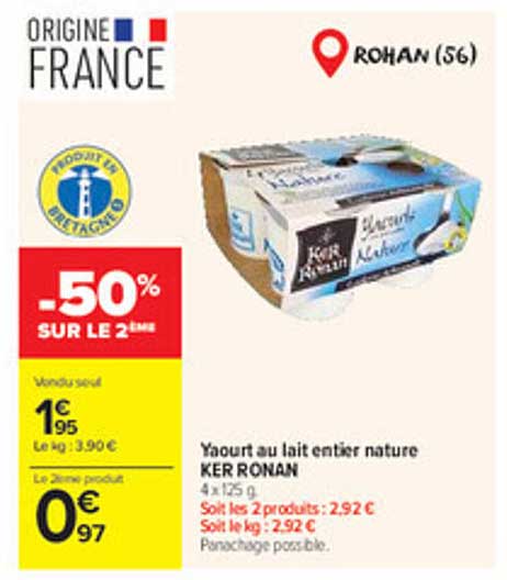 Yaourt au lait entier nature KER RONAN