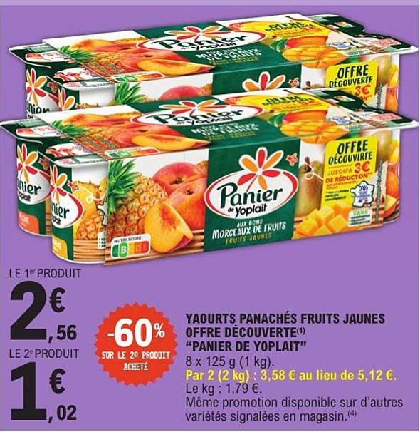 YAOURTS PANACHÉS FRUITS JAUNES OFFRE DÉCOUVERTE "PANIER DE YOPLAIT"