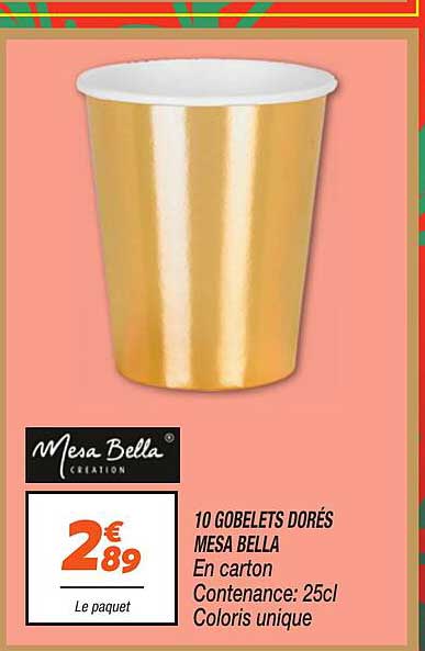 10 Gobelets dorés Mesa Bella