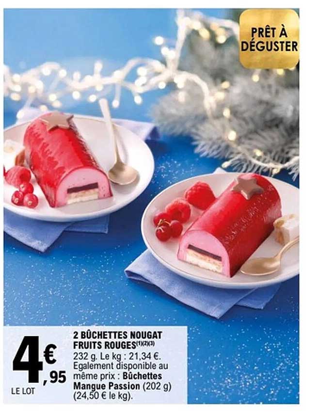 2 Bûchettes Nougat Fruits Rouges