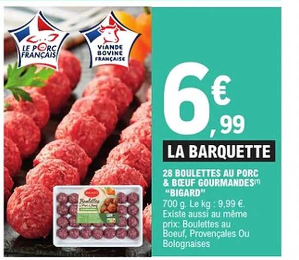 28 BOULETTES AU PORC & BŒUF GOURMANDES "BIGARD"