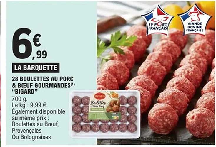 28 BOULETTES AU PORC & BŒUF GOURMANDES "BIGARD"