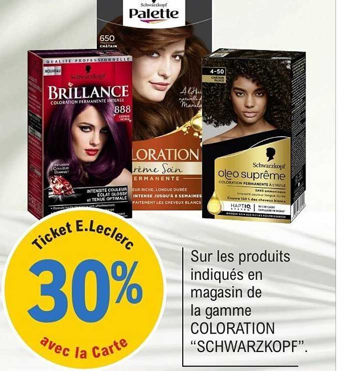 30% de réduction sur les produits de la gamme COLORATION SCHWARZKOPF