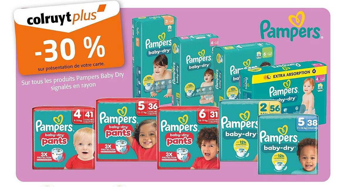-30 % sur tous les produits Pampers Baby Dry signalés en rayon