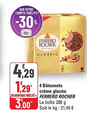4 Bâtonnets crème glacée FERRERO ROCHER