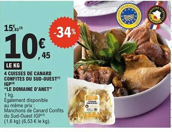 4 CUISSES DE CANARD CONFITES DU SUD-OUEST IGP "LE DOMAINE D'ANET"