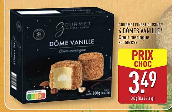4 DÔMES VANILLE* Cœur meringue.