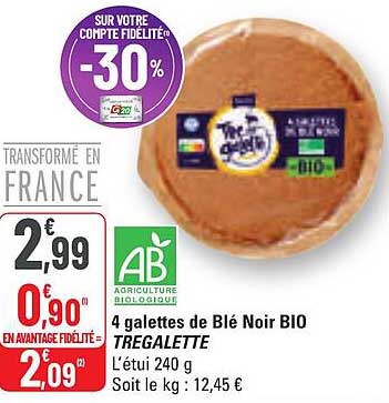 4 galettes de Blé Noir BIO TREGALETTE