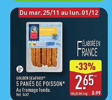 5 PANÉS DE POISSON AU FROMAGE FONDU