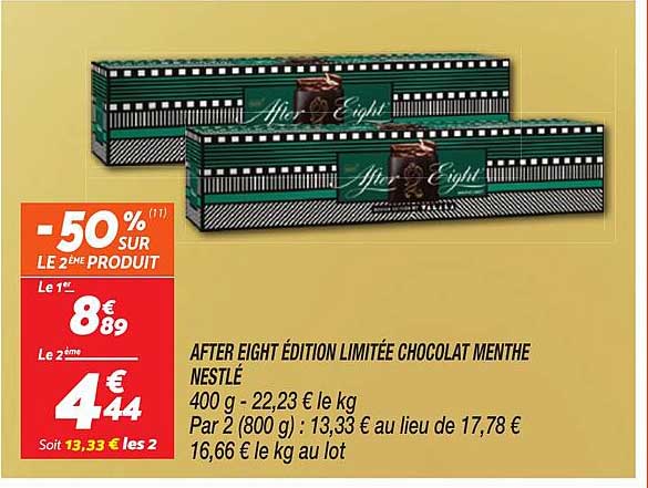 AFTER EIGHT ÉDITION LIMITÉE CHOCOLAT MENTHE NESTLÉ