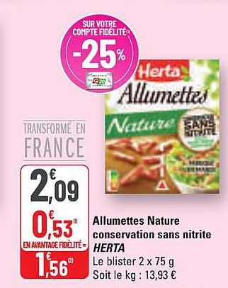 Allumettes Nature conservation sans nitrite HERTA