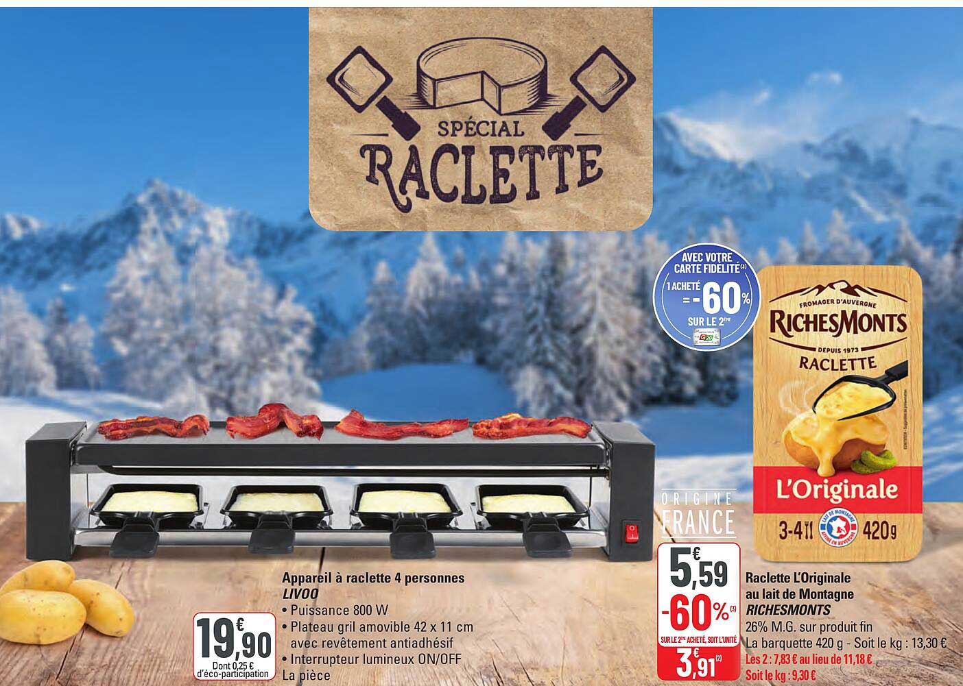 Appareil à raclette 4 personnes LIVOO