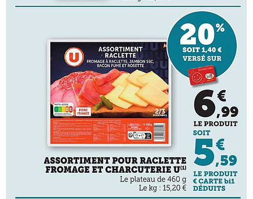 ASSORTIMENT POUR RACLETTE FROMAGE ET CHARCUTERIE U