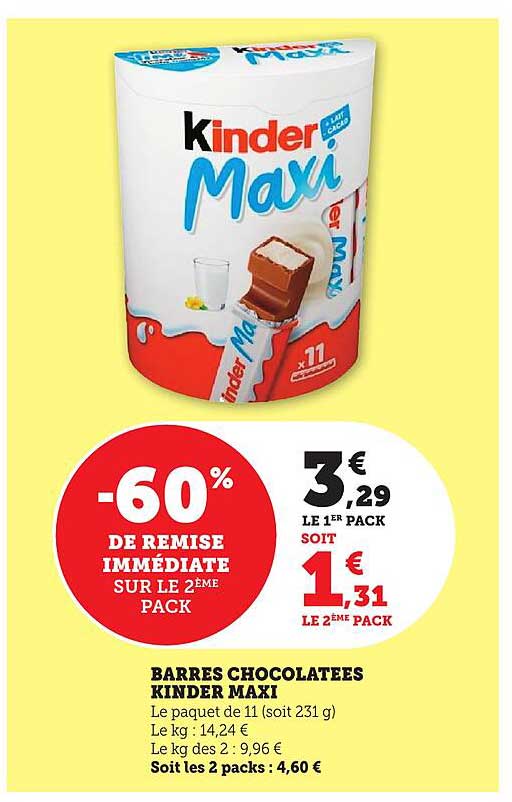 BARRES CHOCOLATEES KINDER MAXI