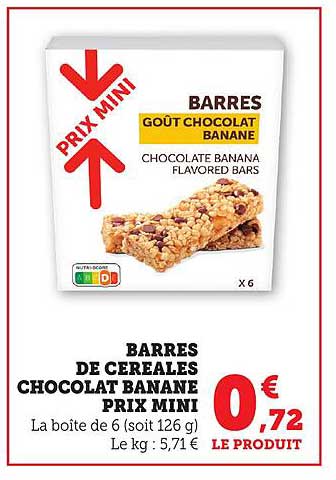 BARRES DE CEREALES CHOCOLAT BANANE PRIX MINI