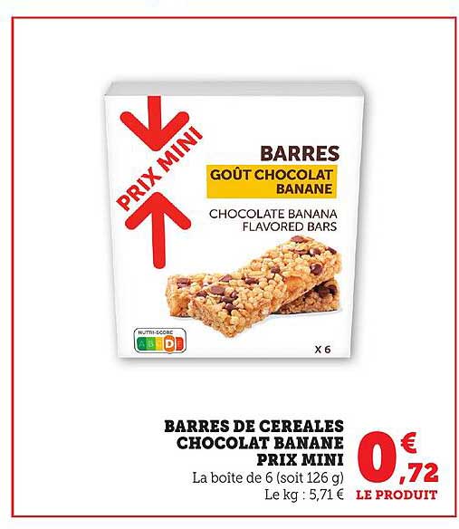 BARRES DE CEREALES CHOCOLAT BANANE PRIX MINI