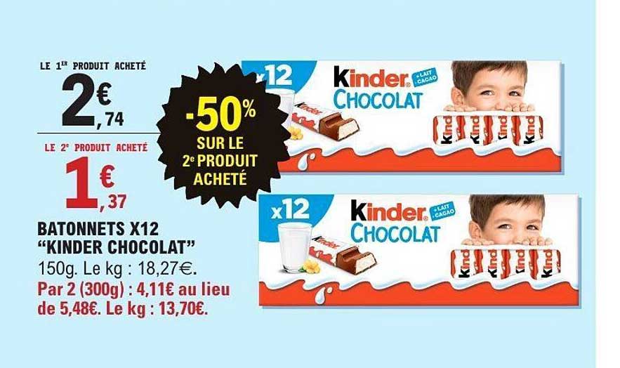 BATONNETS X12 "KINDER CHOCOLAT"