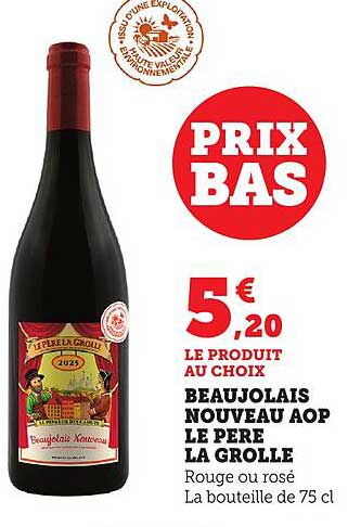 BEAUJOLAIS NOUVEAU AOP LE PERE LA GROLLE