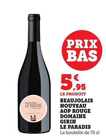 Beaujolais Nouveau AOP Rouge Domaine Girin Le Paradis