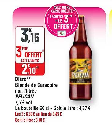 Bière Blonde de Caractère non-filtrée PELICAN
