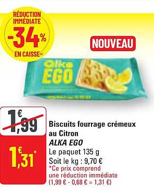 Biscuits fourrage crémeux au Citron ALKA EGO