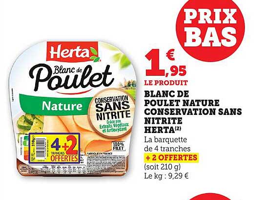 BLANC DE POULET NATURE CONSERVATION SANS NITRITE HERTA