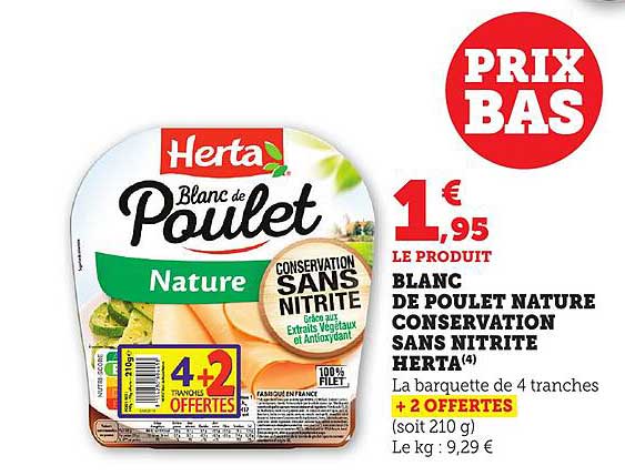 Blanc de Poulet Nature Conservation Sans Nitrite Herta