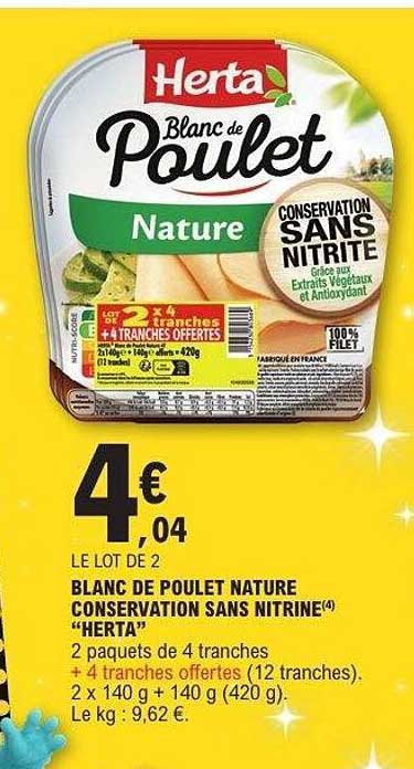 BLANC DE POULET NATURE CONSERVATION SANS NITRITE