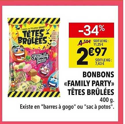 BONBONS «FAMILY PARTY» TÊTES BRÛLÉES