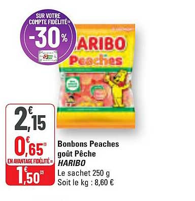 Bonbons Peaches goût Pêche HARIBO