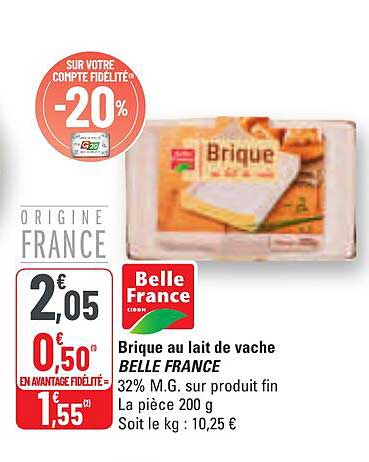 Brique au lait de vache BELLE FRANCE