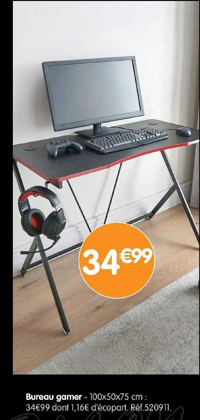 Bureau gamer - 100x50x75 cm