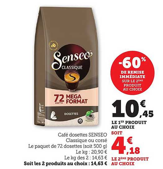 Café dosettes SENSEO Classique ou corsé