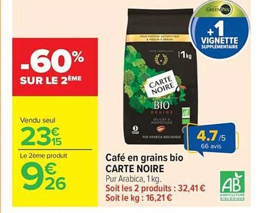 Café en grains bio CARTE NOIRE
